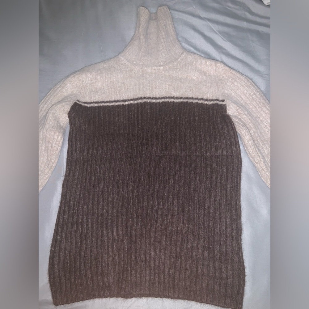 RAFAELLA Two-Tuned Angora Rabbit Hair & Lambswool Turtleneck Sweater Size Medium